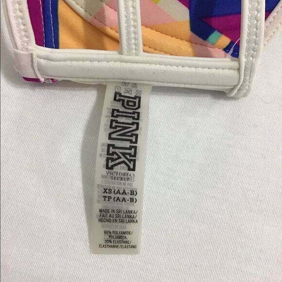 Pink Geometric Print Racer Back Bikini Swimsuit Top Size XS - Picture 3 of 3